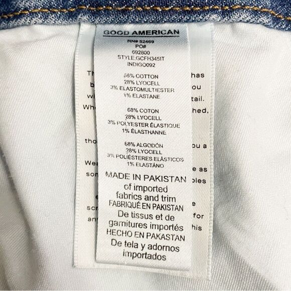Good American Good Classic Fray Hem Jeans Medium Wash Straight Leg Size 31 | 12 - Picture 11 of 15